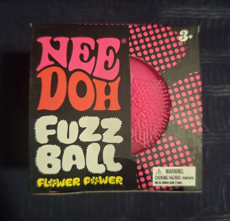 Pink Needoh FUZZ BALL Flower Power Nee Doh Squish Stress Ball NEE-DOH Fuzzball