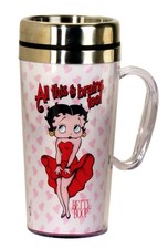 Taza de viaje Betty Boop Brains aislada, blanca