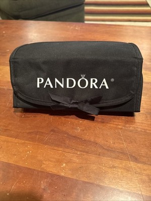 PANDORA Makeup Jewelry Bag Travel Cosmetic Case Roll Up 4 Zip Pockets