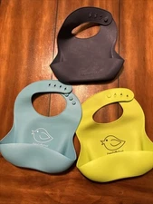 3 Waterproof Silicone Bibs Easily Wipe Clean Happy Healthy Parent And Lollipop