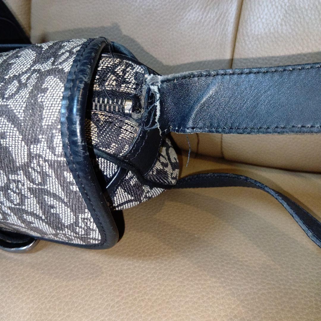 Christian Dior Shoulder Bag Canvas Leather Navy Beige From Japan Authentic thumbnail 9