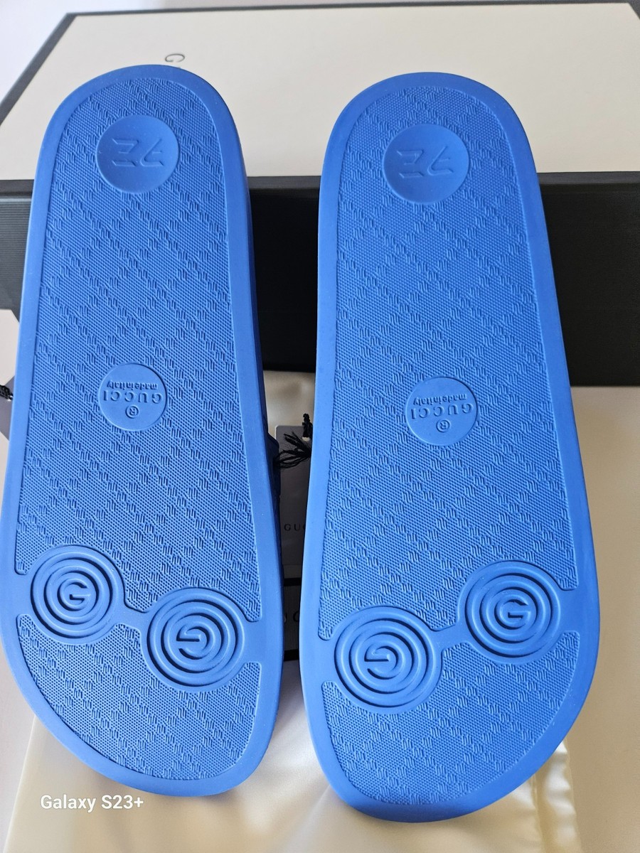 Authentic Gucci Pursuit Slide Rubber GG Perforated Sandals Men's