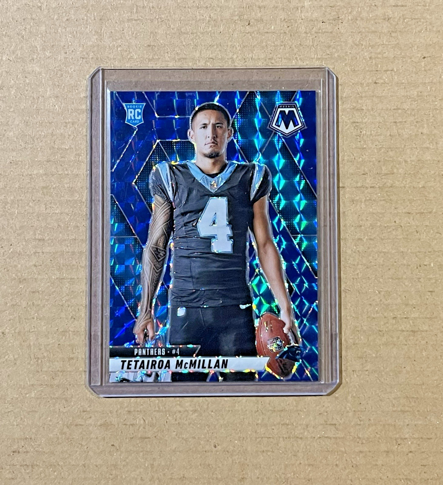 2025 Panini Mosaic Tetairoa McMillan Blue Prizm /99 #274 SP RC Rookie Variation