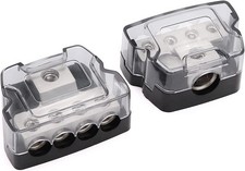 4 Way Power Distribution Block 1x 0/2/4 Gauge in 4X 4/8/10 Gauge Out Nickel P...