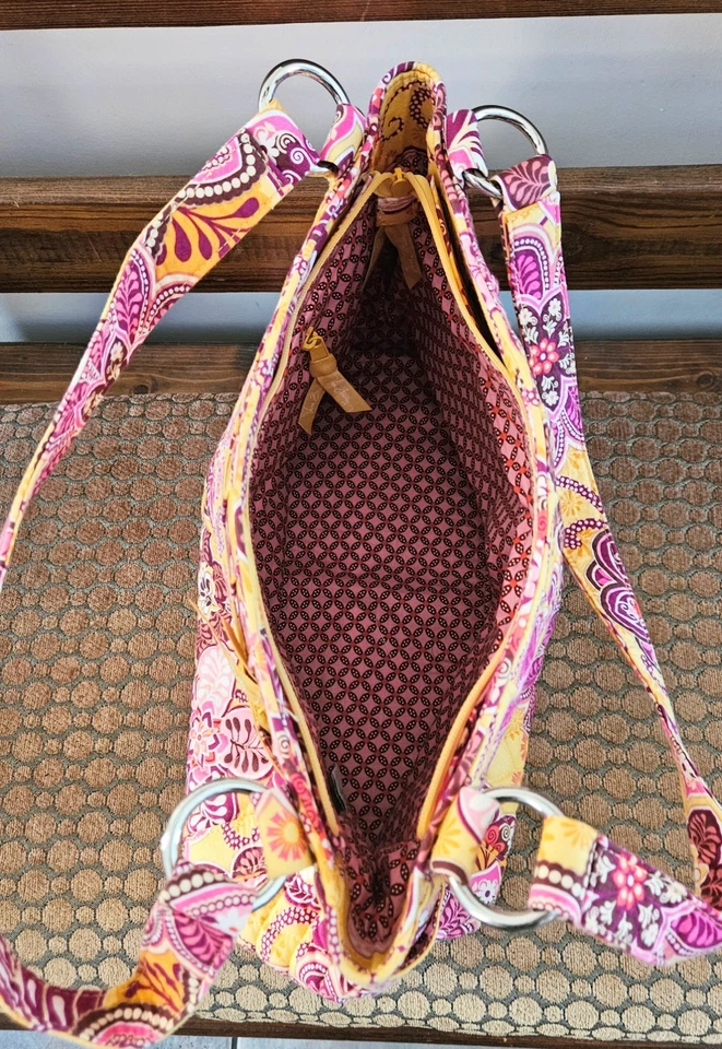 Женская Vera Bradley на ходу через плечо сумка Бали золотой сумочки желтый розовый - Изображение 4 из 4