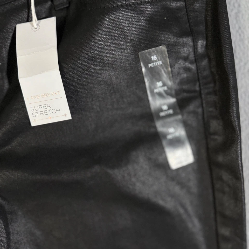 Lane Bryant 涂层黑色娇小喇叭打底裤 16P 码超弹力全新带标签 — 第 2/4 张图片
