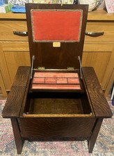 Mid Century Dark Wood Large Sewing Box Trunk Knitting Crafts Vintage 1950s