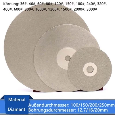 MARKENLOS Diamant Schleiftopf 100mm-250mm Schleifteller Diamantschleifscheibe 36-3000 Körn