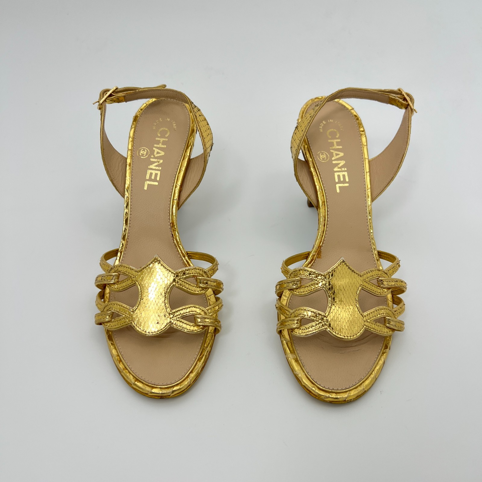 Chanel |Authentic Gold Metallic Snake Leather CC … - image 7