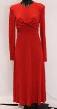 Farm Rio Women's Long Sleeve Twisted Cup Midi Dress AR8 Red 338344 Medium