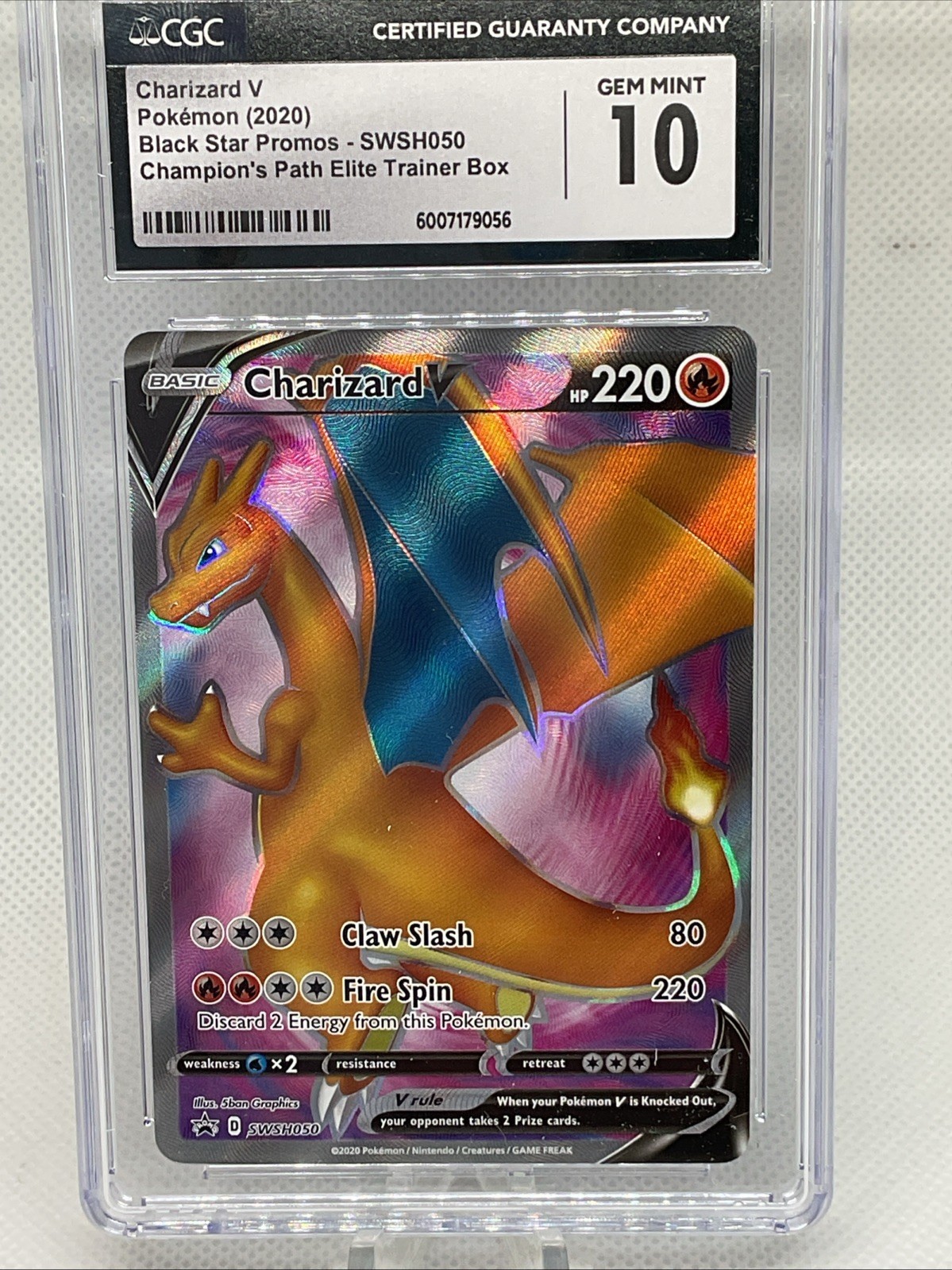 2020 POKEMON CHAMPION'S PATH ELITE TRAINER BOX PROMO #SWSH050 CHARIZARD V CGC 10