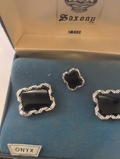 Onyx Cufflink Set Saxony By Swank Vintage