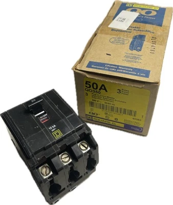 Square D QO350, 3 Pole, 50 Amp, 240 Volt, Circuit Breaker.