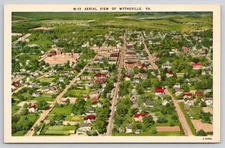 Wytheville Virginia VA Aerial View W 13 Sts Houses Store Street Scene Postcard