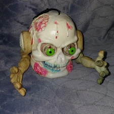 Vtg 90s SPEARHEAD Boglin Style SKULL Wiggly Arms Halloween Skeleton Decoration