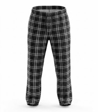 Nautica Men's Pajama Pants Large Gray Black Plaid 100 Polyester Lounge Soft