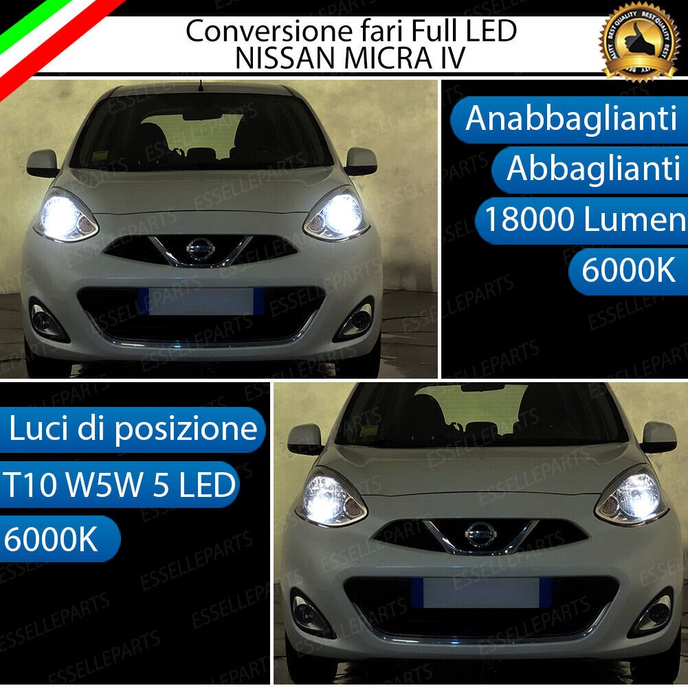 KIT FARI LED PER NISSAN MICRA MK4 ANABBAGLIANTI ABBAGLIANTI LUCI POSIZIONE 6000K
