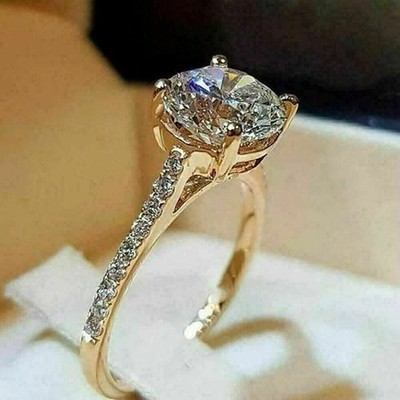 2.50Ct Round Cut Moissanite Beautiful Engagement Ring In 14K Yellow Gold Plated