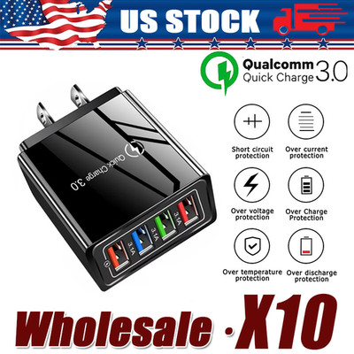 US 4 Port Fast Quick Charge QC 3.0 USB Hub Wall Home Charger Power Adapter Lot
