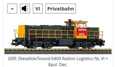 Piko Railion G 1206 Diesel Locomotive 59168 HO Scale DCC sound