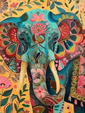 Elephant Diamond Art Kits for Adults, Animals Diamond Painting for Beginners, Fl