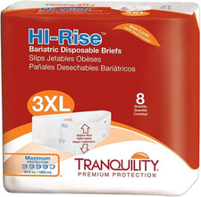 Bariatric Hi-Rise Disposable Briefs, 3X-Large, High Waistline with Peach Mat Cor