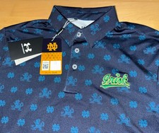 New Mens Under Armour Notre Dame Fighting Irish Golf Polo Shirt Navy Blue Sz S