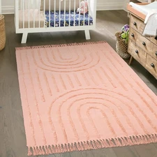 Boho Rug 4x6, Modern Pink Rainbow Rugs for Living Room and Kids Room, Washabl...