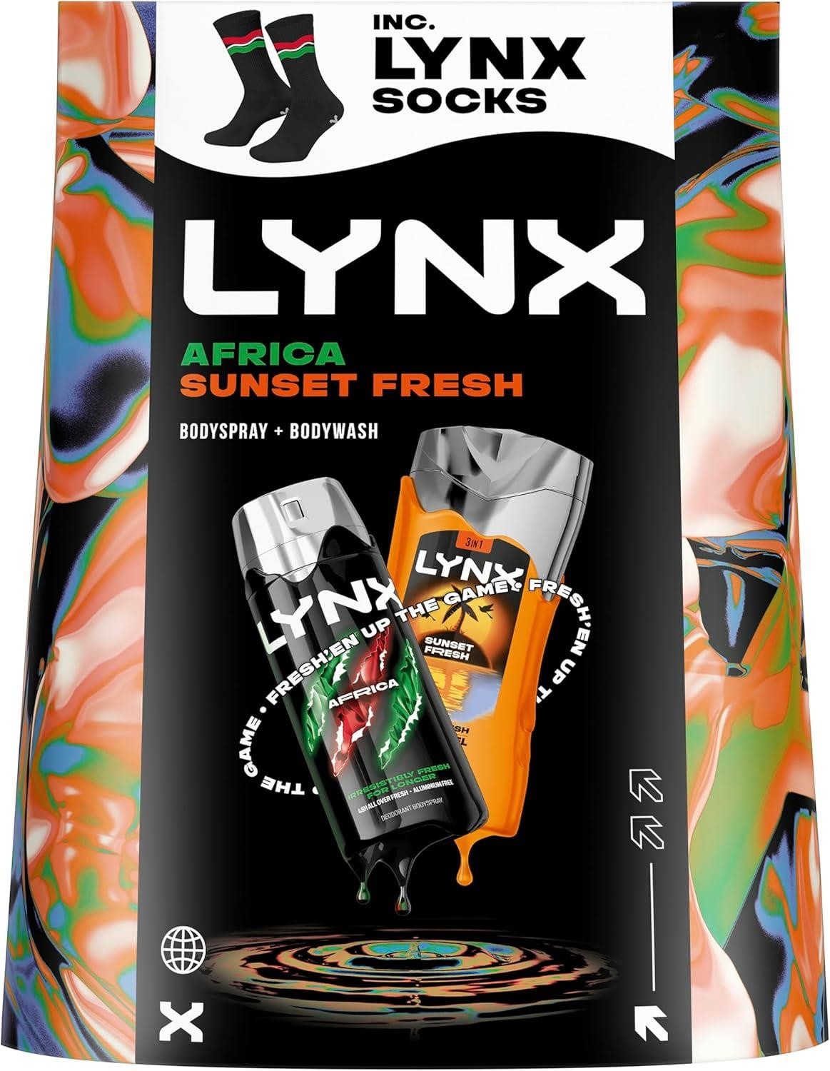 Lynx (Buy 1) Africa Spray & Sunset Wash Gift Set With Socks, 48H Fresh Scent Care - Image 3