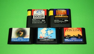 Urban Strike, FIFA, Sonic 2, Lion King, Sega Megadrive Cartridge Bundle x5