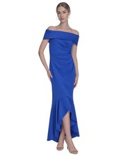 Eliza J Women's High-Low Off-The-Shoulder Gown - Cobalt - 12