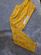 Cat  Jack Girls' Yellow Floral Leggings Size XL 14-16 Durable Knee Tough Cotton