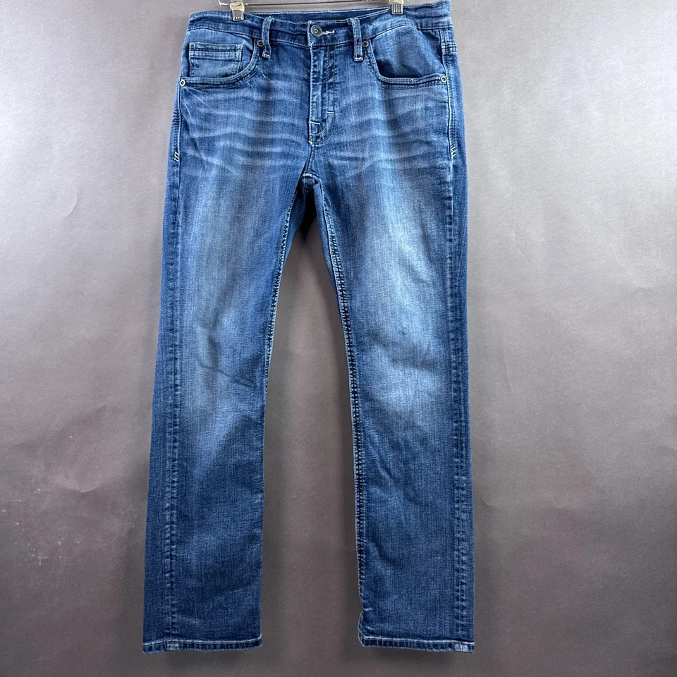 Pantalones de mezclilla BKE con hebilla para hombre 32x30 azules Jake descoloridos rectos (etiqueta 32x32) Foto 2 de 4