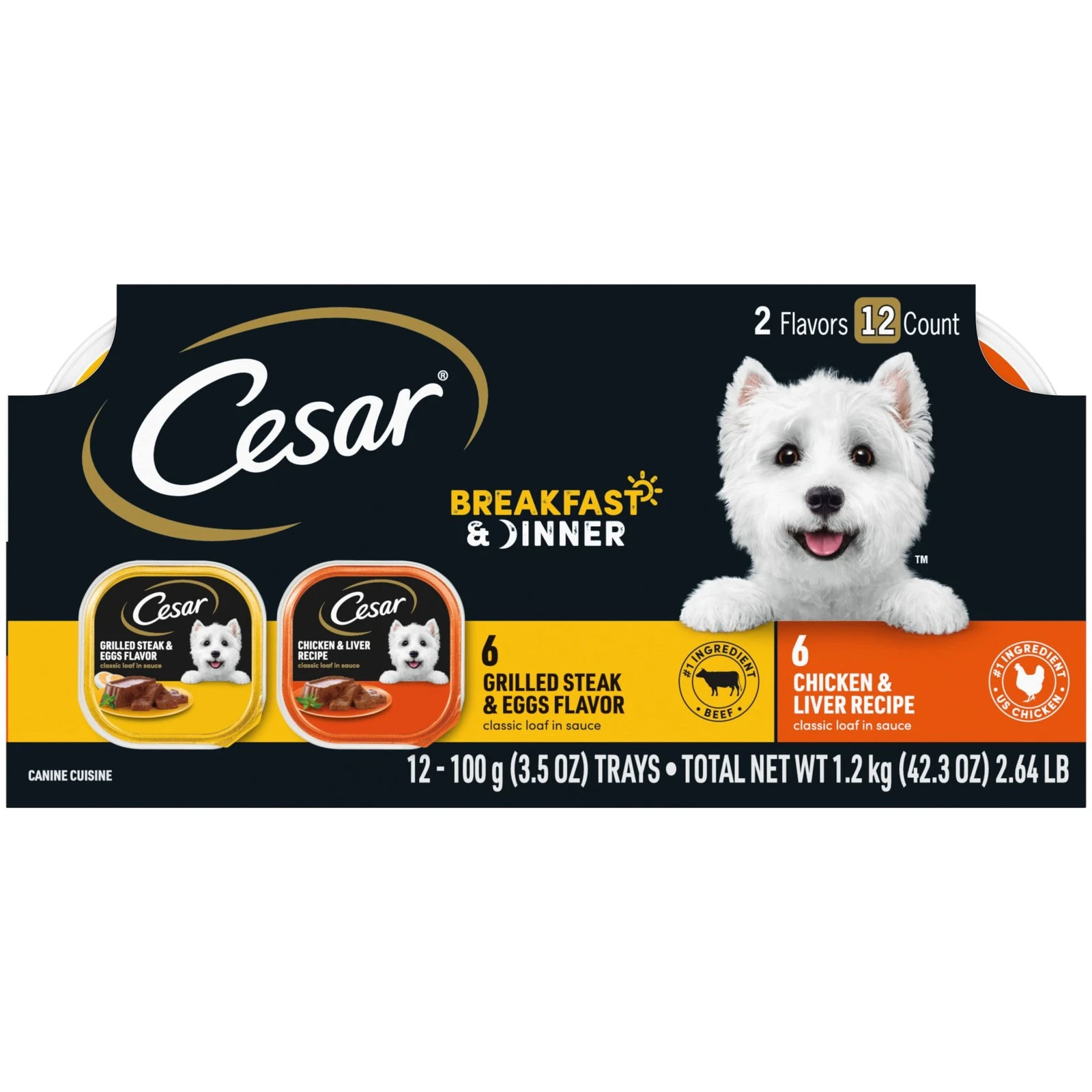 CESAR Soft Wet Dog Food Classic Loaf in Sauce Breakfast and Dinner Mealtime
