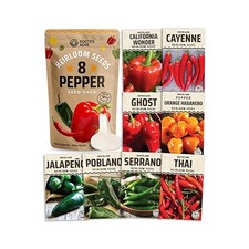 Hot Pepper Seeds, 8 Varieties, 240 Count, Beginner Friendly Garden Kit.