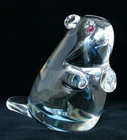 Vintage Steuben Glass Crystal 4" Beaver Figurine Garnet Red Eyes Signed