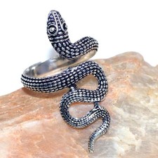 925 Silver Plated Gothic Snake Ring Handmade Jewelry Size US FreeSize GW