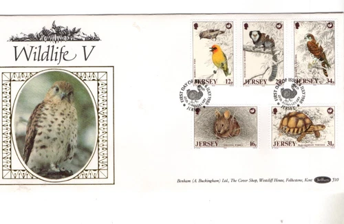 1988 JERSEY  - WILDLIFE V - BENHAM SILK FDC FROM COLLECTION H13