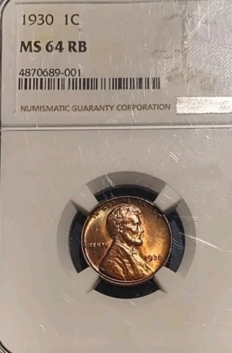 1930-P Lincoln Penny  NGC MS-64 RB , Gem Quality Specimen.