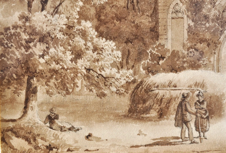 Abbaye de Valmagne - Dessin Lavis à l'Encre - Début XIXème siècle - Photo 4/4