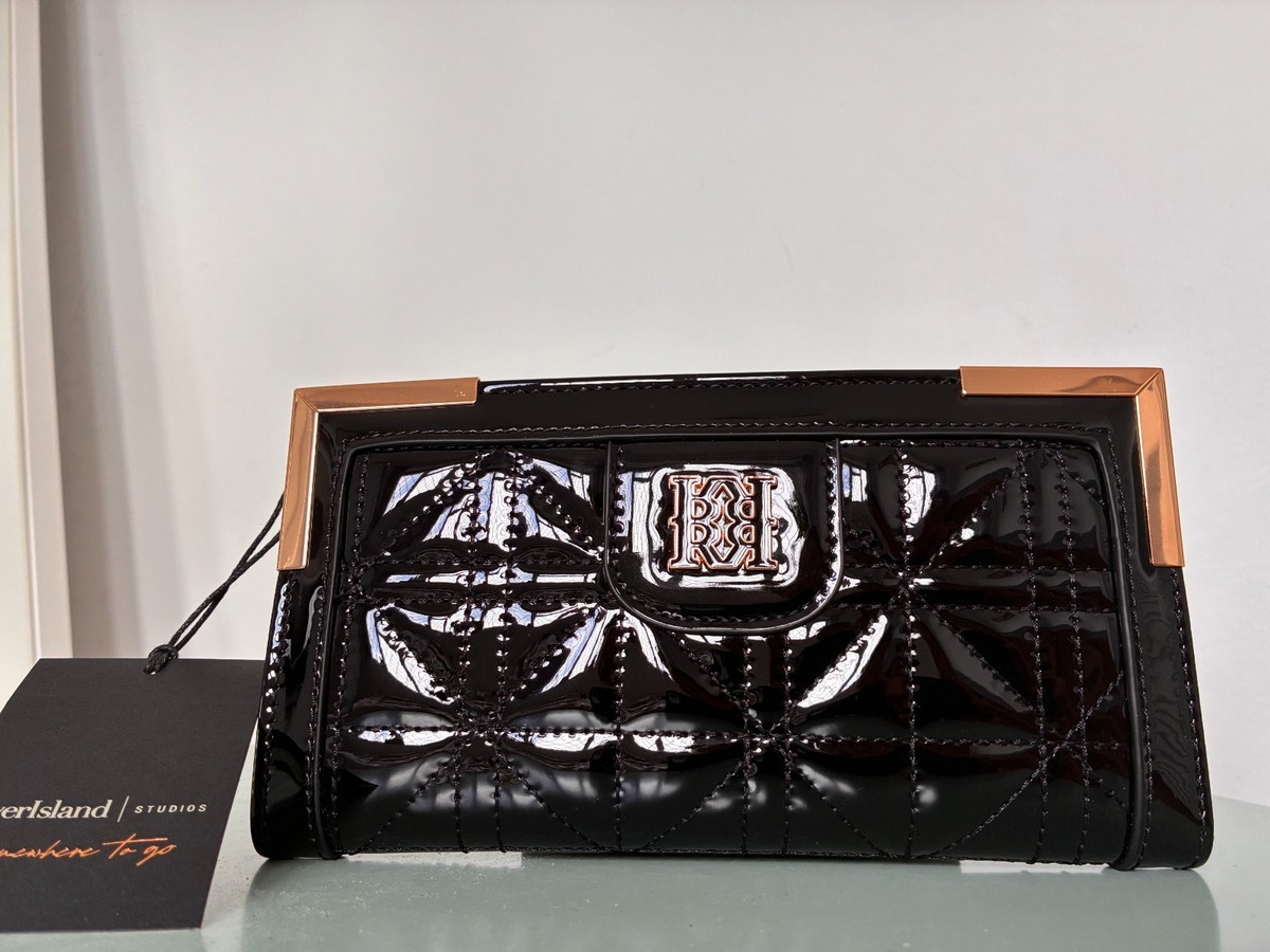 RIVER ISLAND Black Patent Quilted Purse NEW