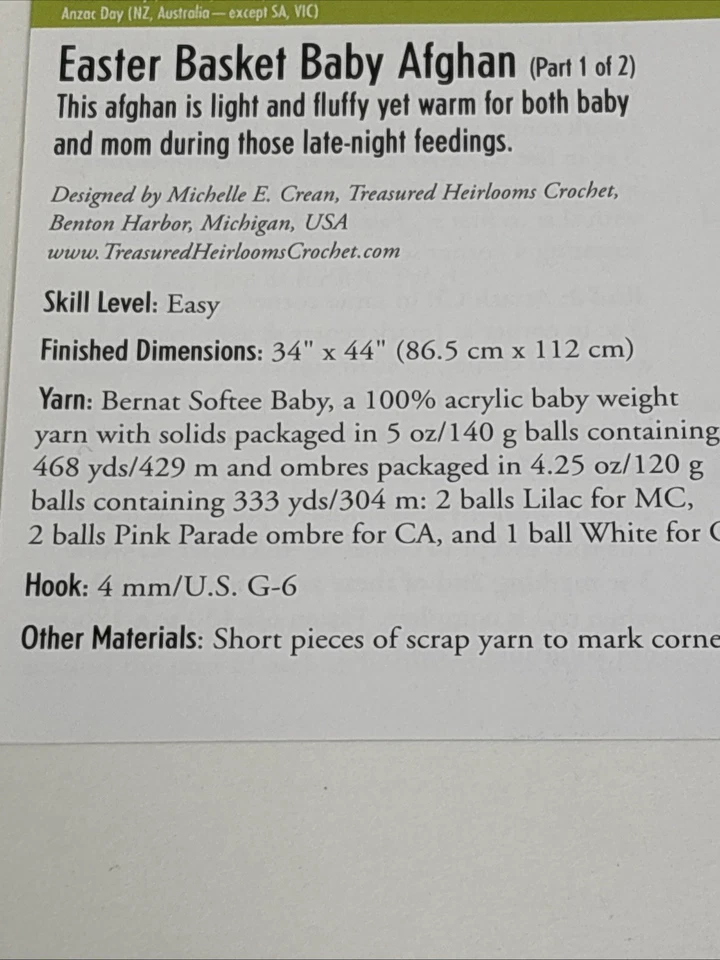 Easter Basket Baby Afghan Crochet Pattern Cards Pages - Image 2 of 3