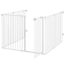 PawHut Foldable Metal Dog Playpen, Rabbit Run Pet Crate Fence with Door, Indoor