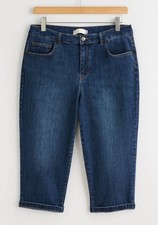 Vintage 90s Jones Sport Sz 16 Womens Blue Stretch Denim Capri Minimalist Y2K