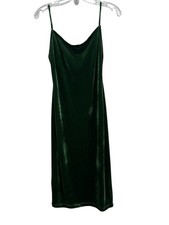 REFORMATION MEREL Green Velvet Low Back Stretch Tank Dress Women’s Size S