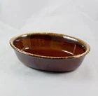 Hull Pottery Mirror Brown Drip Glaze Oval Vegetable Casserole Dish 10"