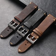 HandMade 18-22mm Aged Distressed Vintage Look Cow Leather Watch Strap/Band 140