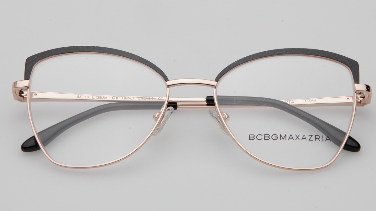 BCBGMAXAZRIA LINNET SAND‎ Cat Eye Eyeglasses Frames 53 16 135MM 21316 NEW BCBGMAXAZRIA LINNET C Black EYEGLASSES FRAME 53-16-135mm  main image 2