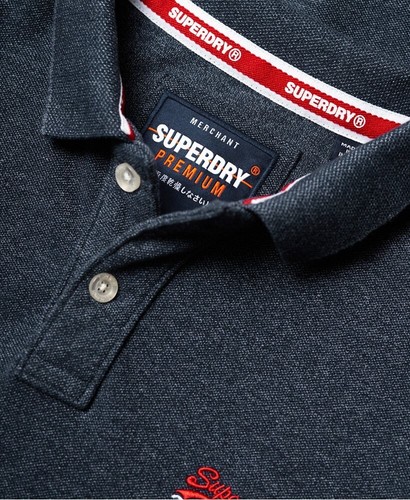 Superdry Men's Classic Pique Short Sleeve Polo Shirt (S) Creek Navy Grindle - Picture 3 of 11