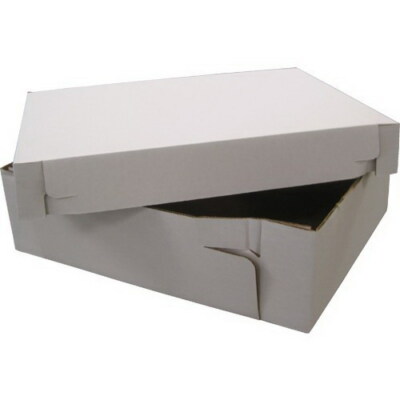 2-Piece Corrugated Cake Box White Top 18.25'' L x 14.25'' W x 5'' D | 25/Case